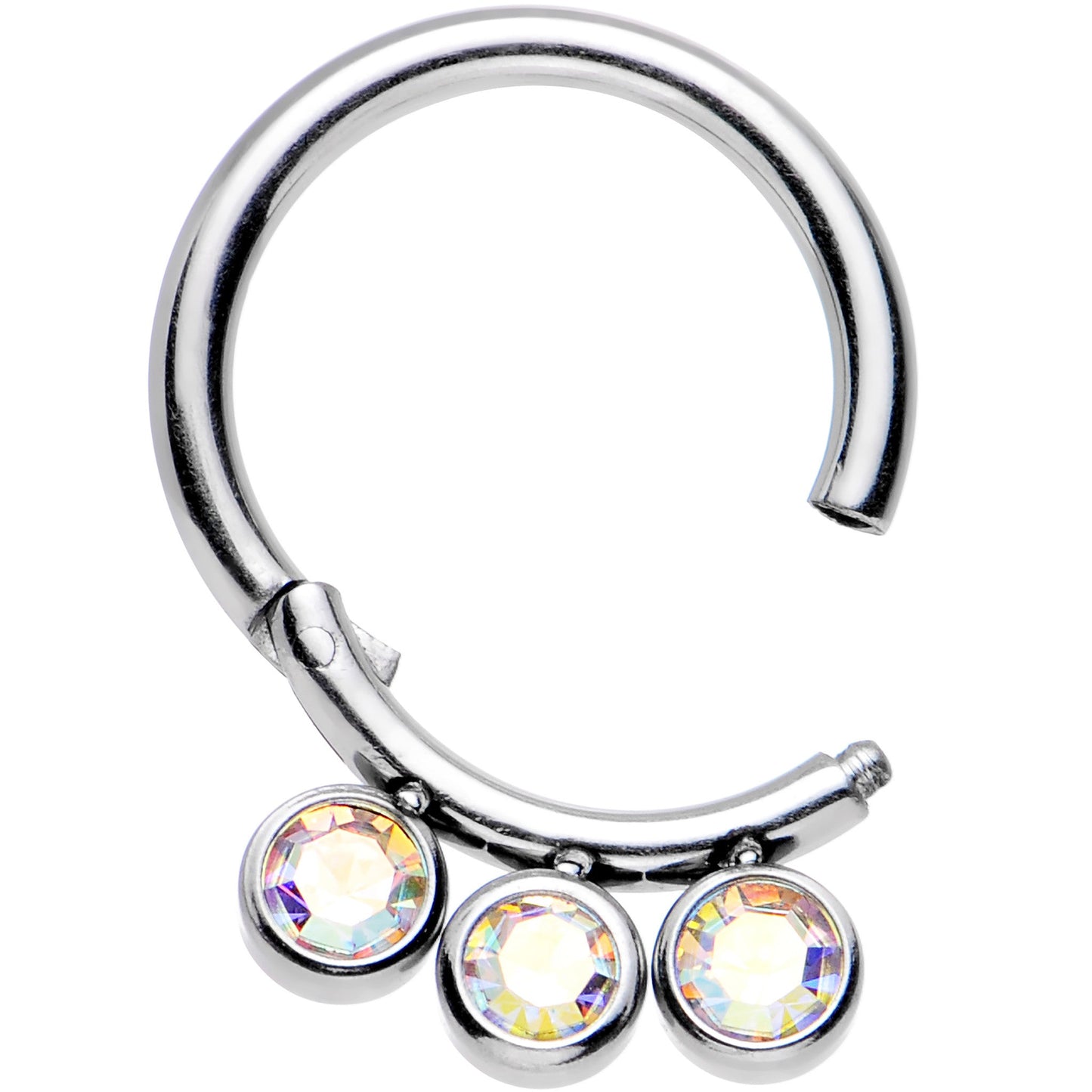 16G 5/16 Aurora Gem Stainless Steel Hinged Segment Ring