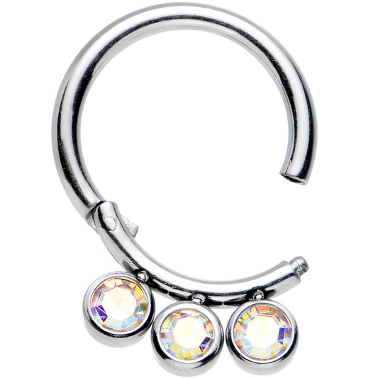 16G 5/16 Aurora Gem Stainless Steel Hinged Segment Ring