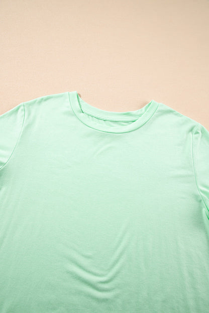 Plus Size Round Neck Roll Sleeve T-shirt