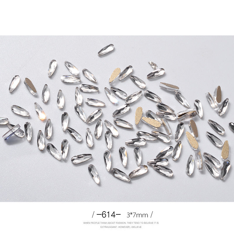 10Pcs Long Water Drop Rhinestone Nail Decor