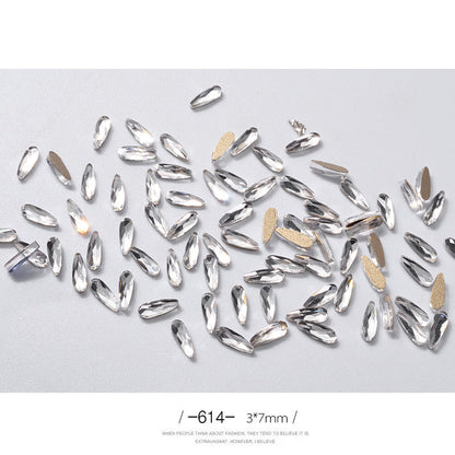 10Pcs Long Water Drop Rhinestone Nail Decor