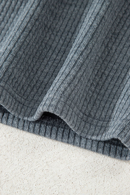 Ribbed Knit Flap Pocket Button-Up Shacket