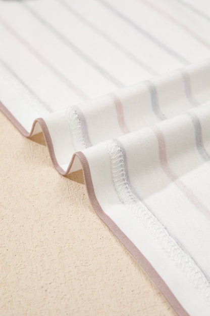 Plus Size Stripe V-Neck Casual Tee