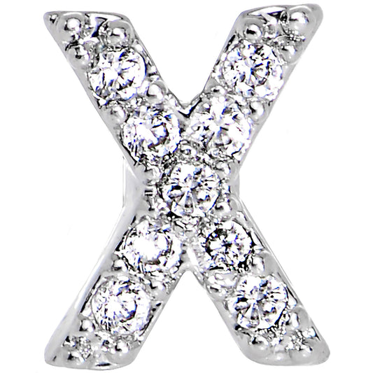 16G Clear CZ Gem Paved Initial X Tragus Cartilage Earring 1/4