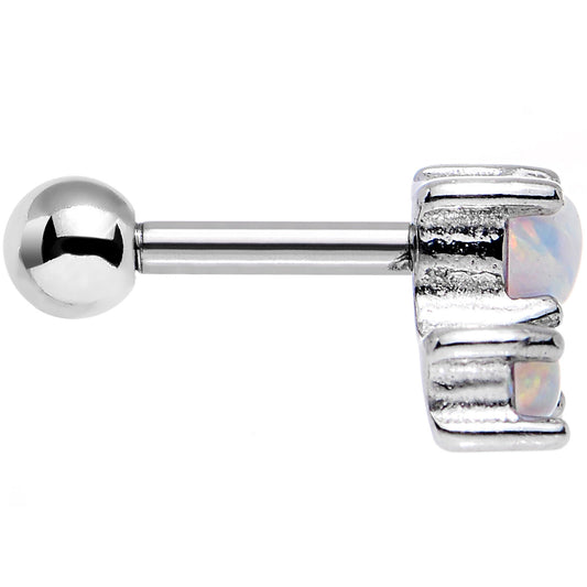 18G White Synthetic Opal Steel Triad Tragus Cartilage Earring