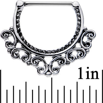 16G 1/2 Stainless Steel Tribal Heart Filigree Nipple Clicker