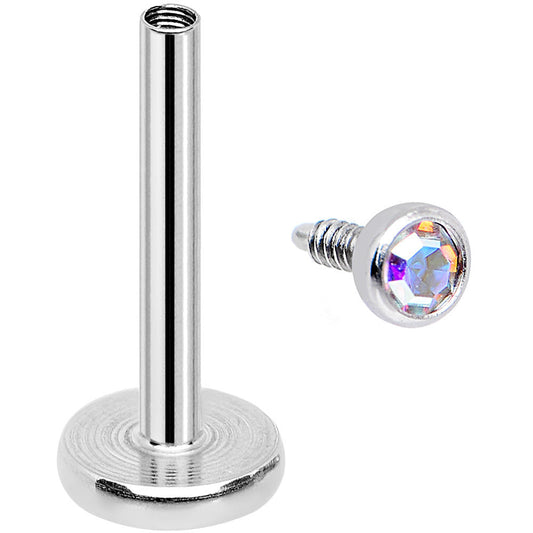 18G 5/16 Aurora 2mm CZ Internally Threaded Labret Monroe Tragus