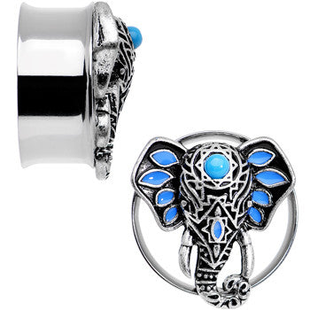 25mm Faux Turquoise Bound for Bali Elephant Tunnel Plug Set