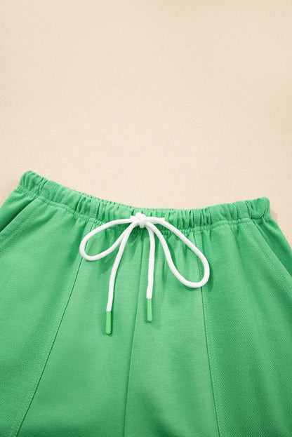 Solid V-Neck Tee and Drawstring Shorts Set
