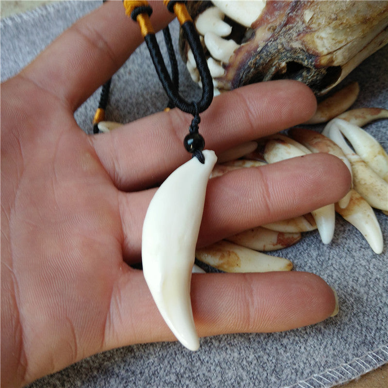 Wolf Tooth Pendant Bleached Necklace Ornament