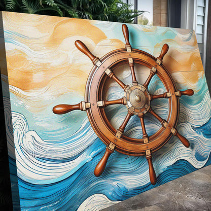 Sailboat Ship Wheel Coastal Wall Art II