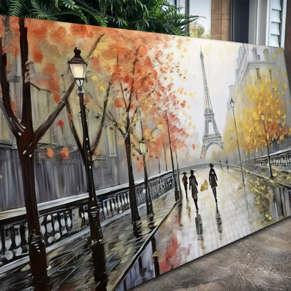 Parisian Rain Cityscape Impasto Wall Art