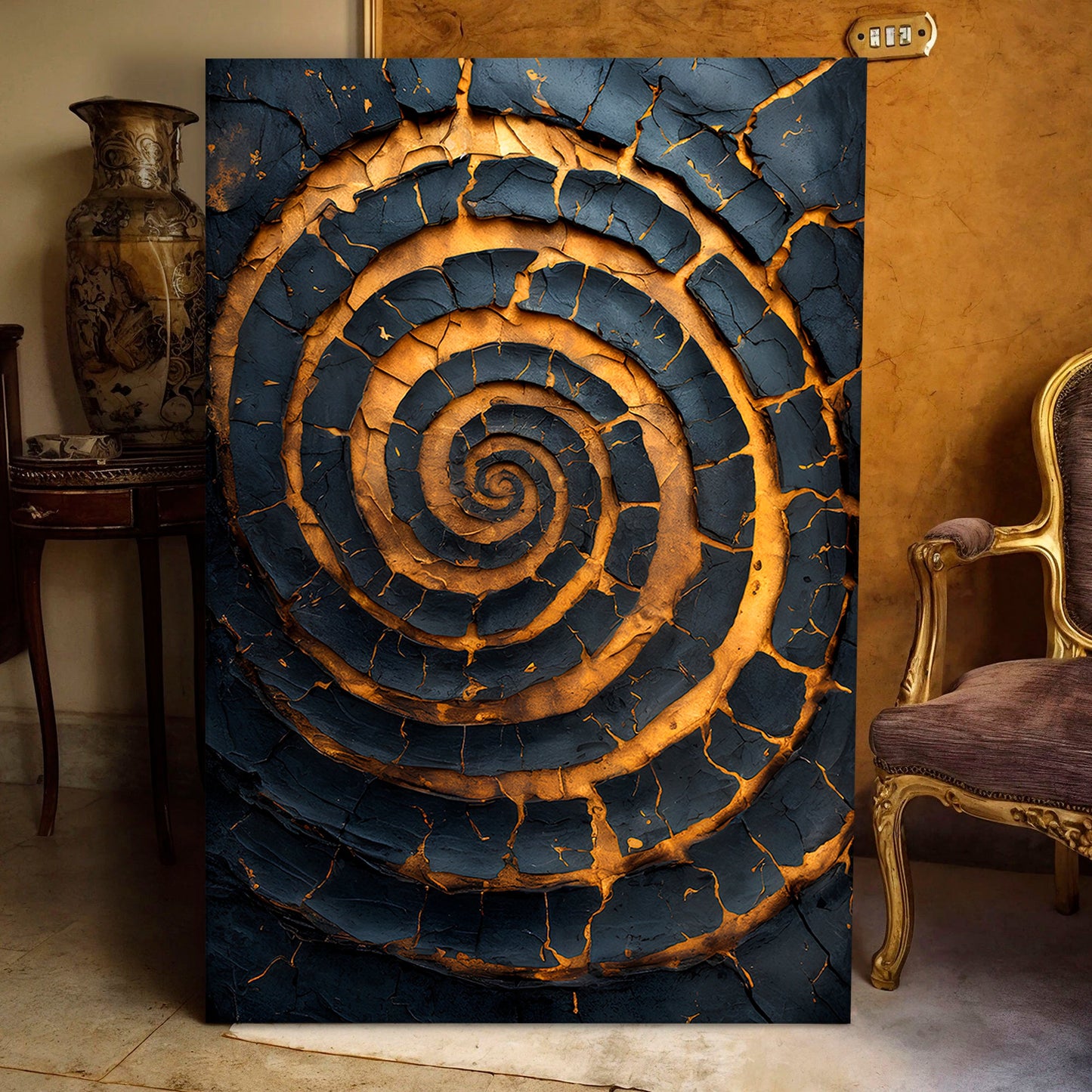 Black and Gold Spiral Wall Art
