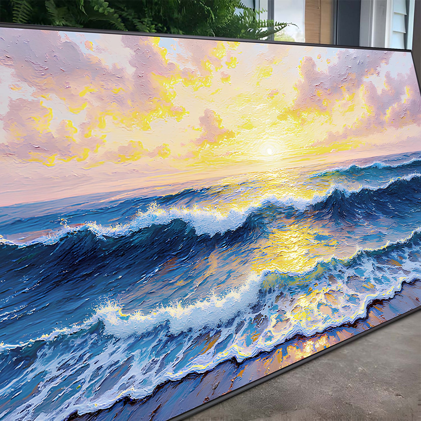 Golden Horizon Impasto Wall Art