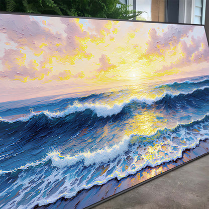 Golden Horizon Impasto Wall Art