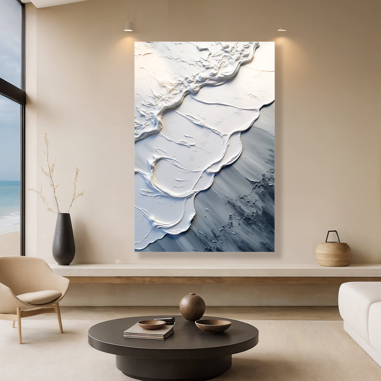 Abstract Minimalist Wave Impasto Wall Art II