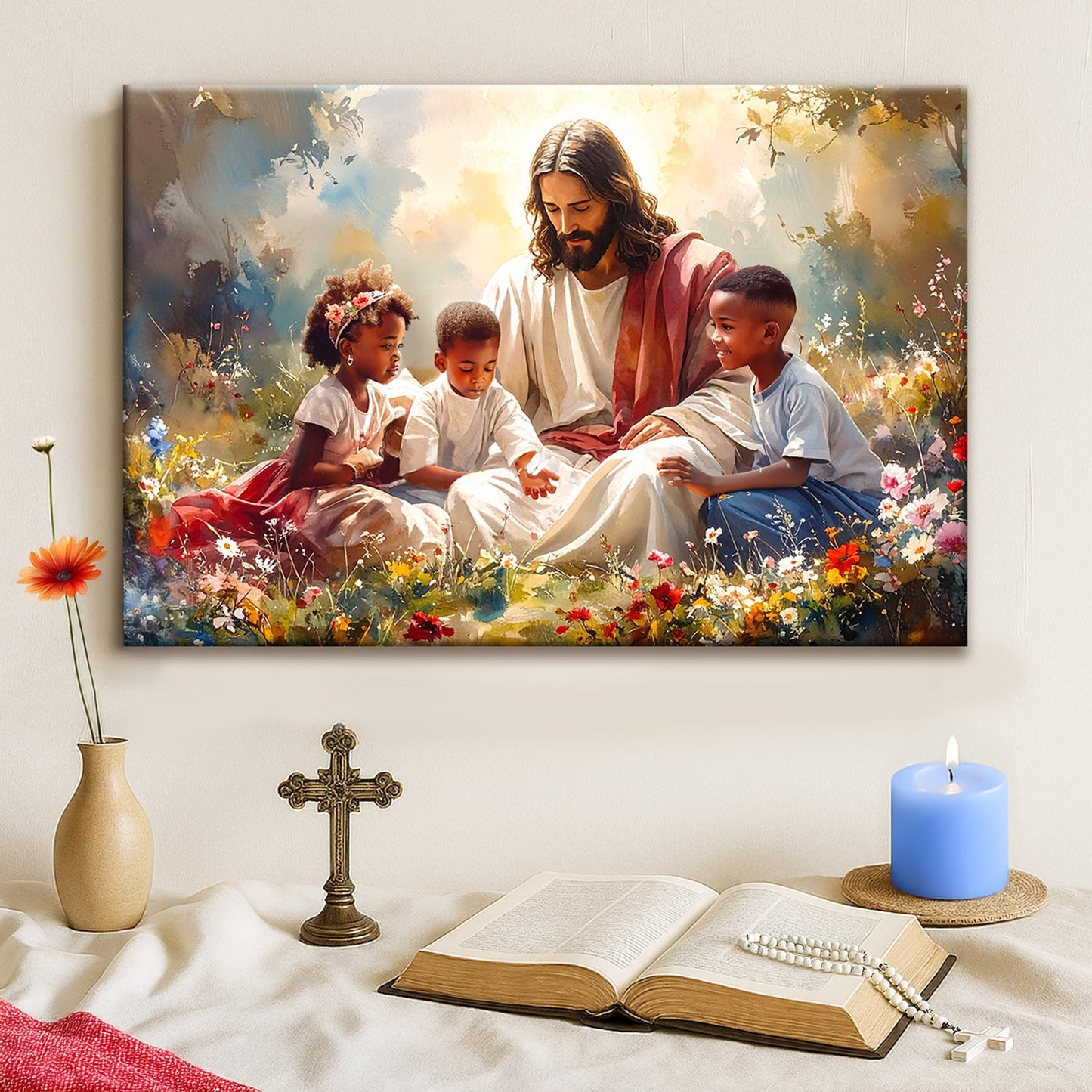 Jesus With Children Faith Wall Art V