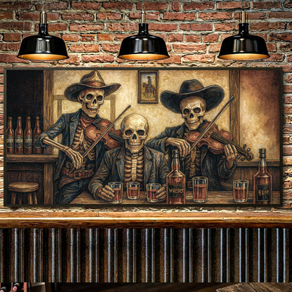 Cowboy Skeletons Western Bar Wall Art