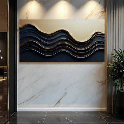 Black and Gold Minimalist Abstract Wall Art III