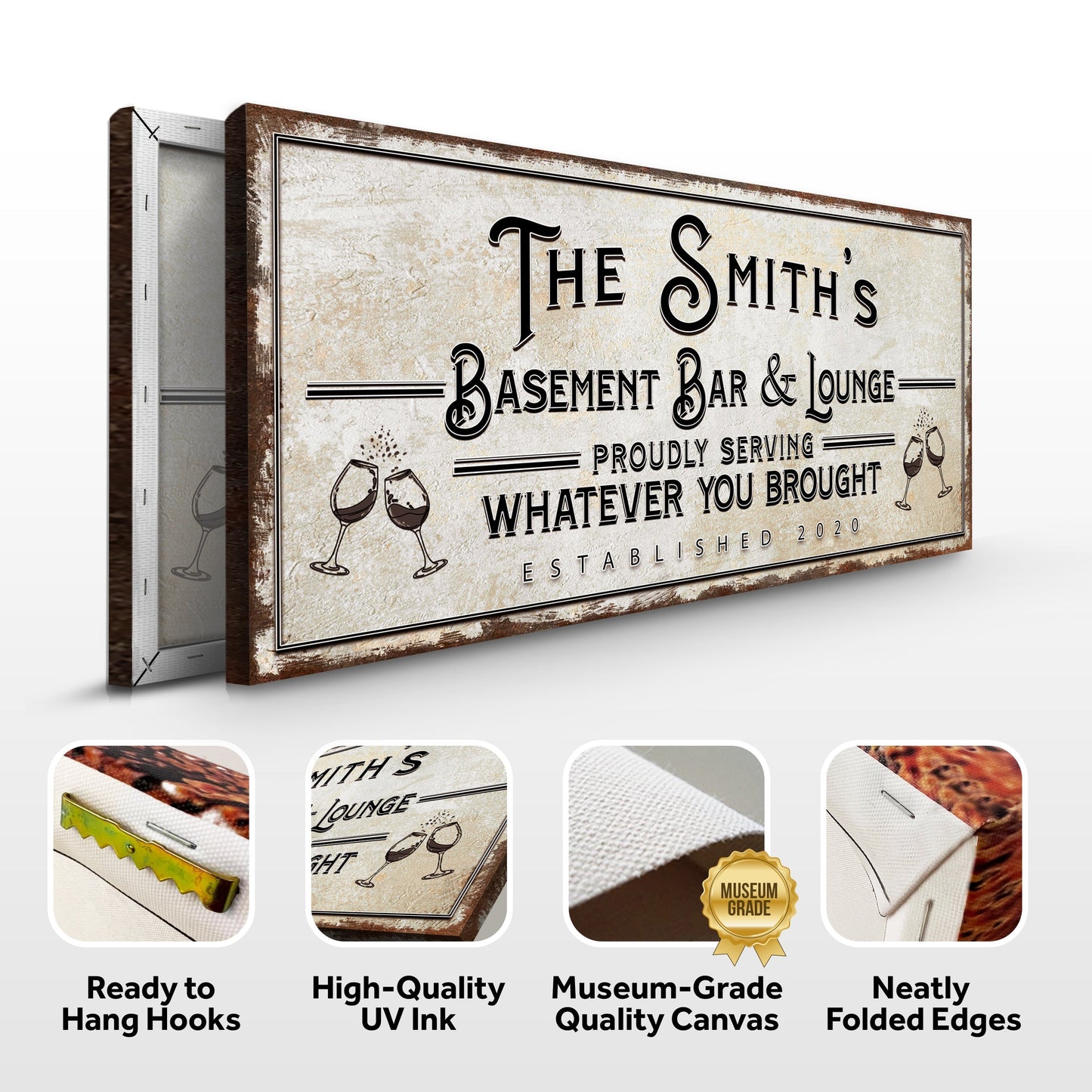 Personalized Basement Bar Sign: Rustic Modern Decor for Your Home Bar – Perfect Last Minute Anniversary Gift for Him