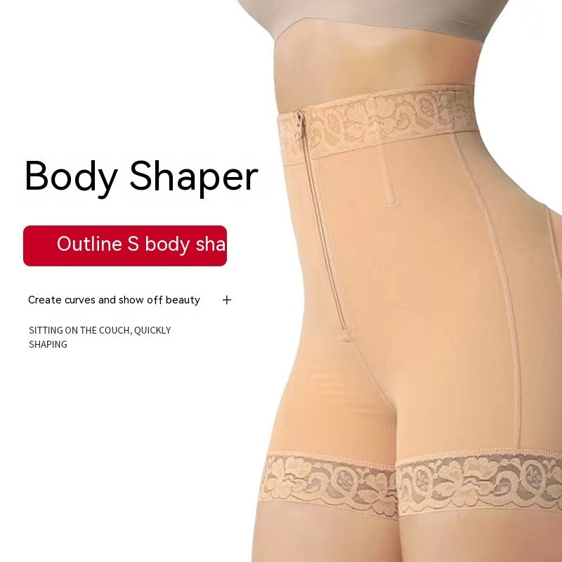 Hip Lifting Abdominal Pants with Zipper