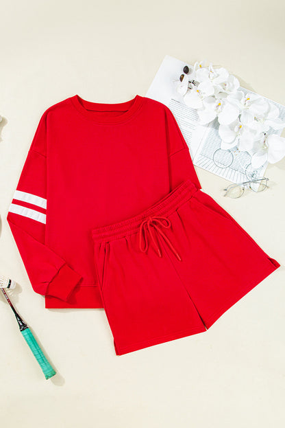 Varsity Stripe Sweatshirt and Short Set