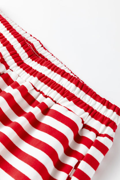 Striped Drop Shoulder Top with Lounge Pants Set