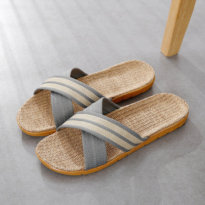 Couple's Indoor Non-slip Linen Platform Slippers