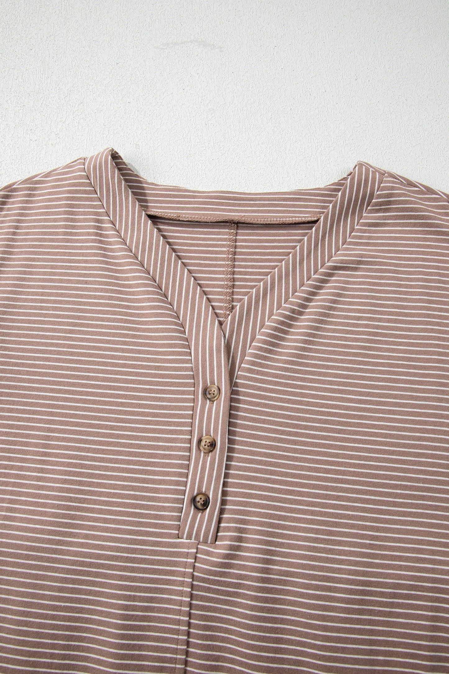 Stripe Buttoned V-Neck T-Shirt