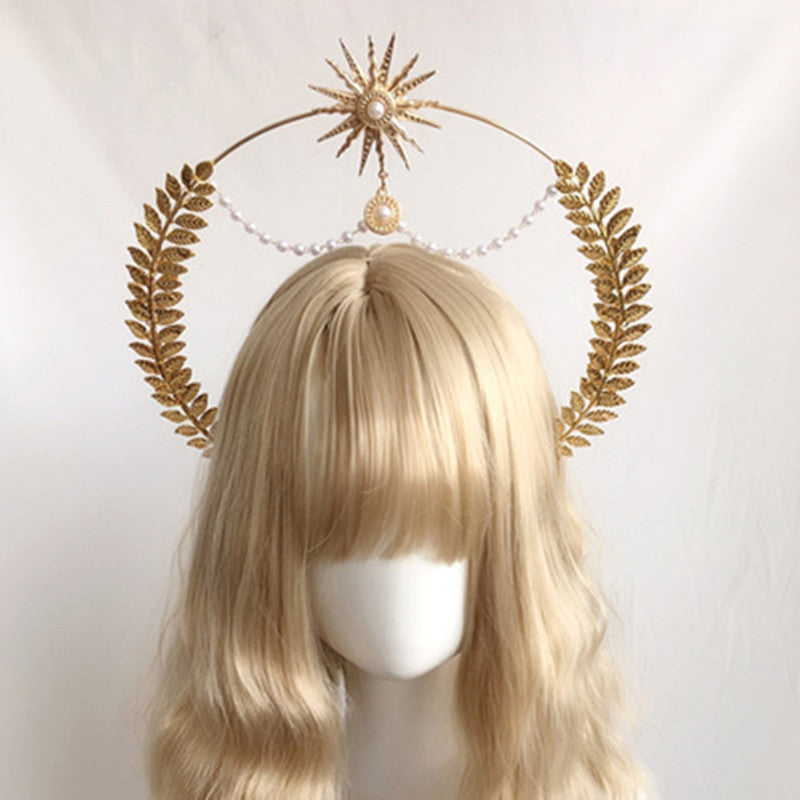 Golden Hair Ornament Feather Cross