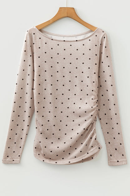 Polka Dot Boat Neck Knit Long Sleeve