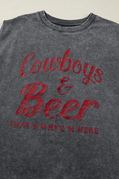Western Cowboys & Beer Mineral Wash Tank Top