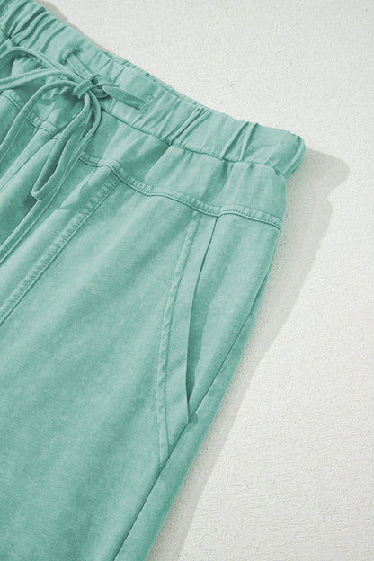 Mineral Wash Reverse Seam Drawstring Elastic Waist Pants