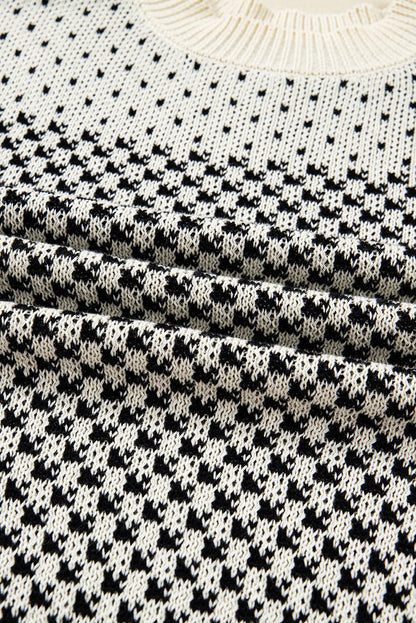 Dotted Colorblock Lantern Sleeve Sweater