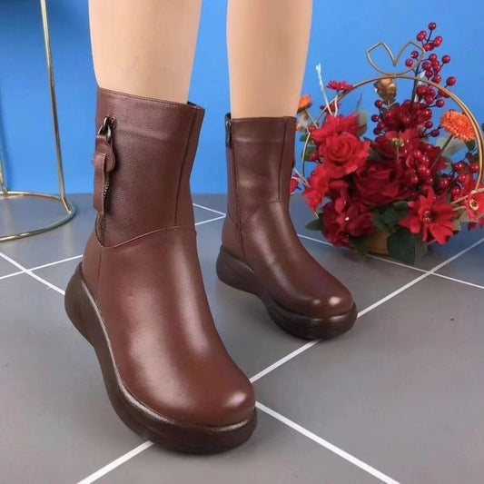 British Style Retro Middle Flat Boots