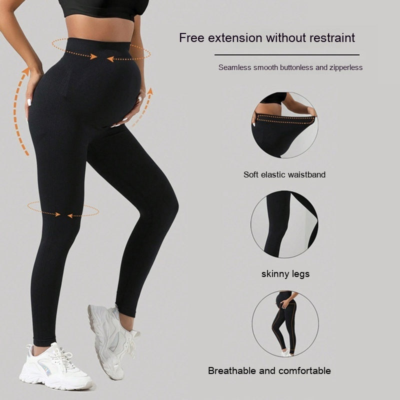 Pregnant Women's Seamless Belly Support Yoga Pants