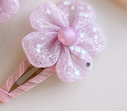 Sweet Snow Yarn Flower Children's Barrettes