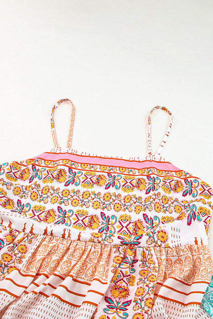 Boho Patchwork Square Neck Sundress