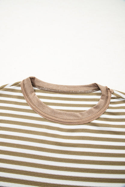 Stripe Thermal Knit Drop Shoulder Top
