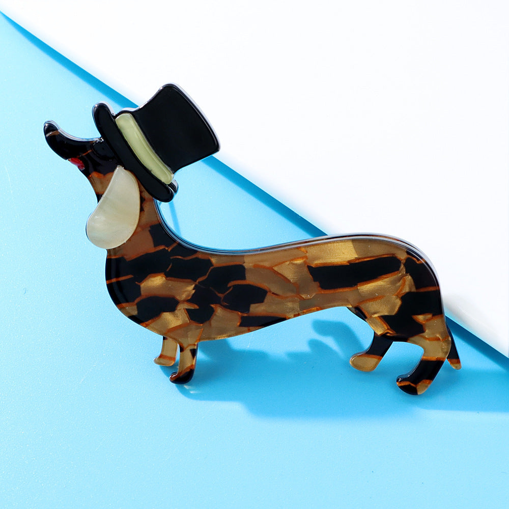 Fashion Acrylic Acetate Dachshund Dog Brooch