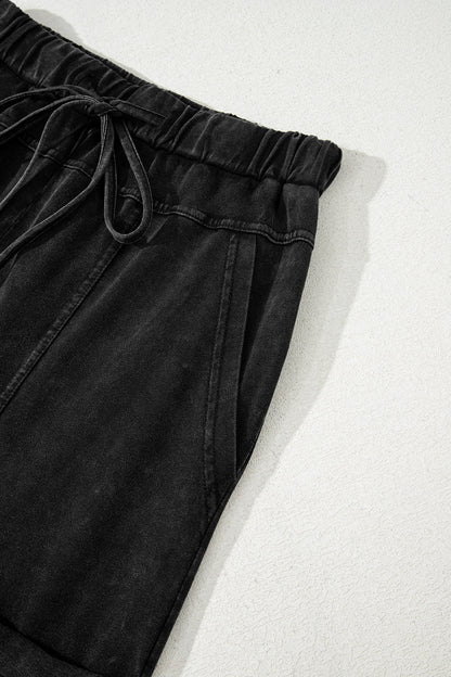 Mineral Wash Reverse Seam Drawstring Elastic Waist Pants