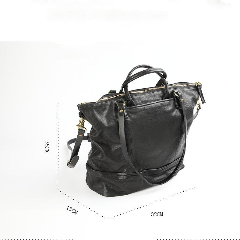 Large Capacity Cowhide Shoulder Tote