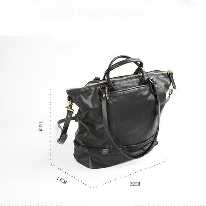 Large Capacity Cowhide Shoulder Tote