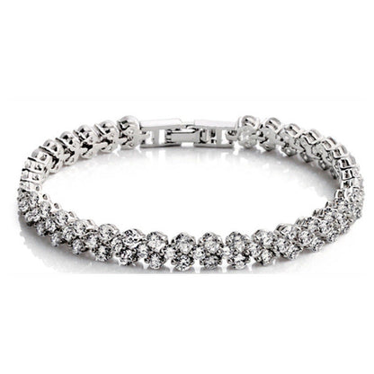 White Gold Plated Multi-Diamond Bracelet