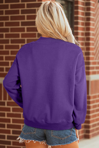 Solid Oversized Mock Neck Sweatshirt Top