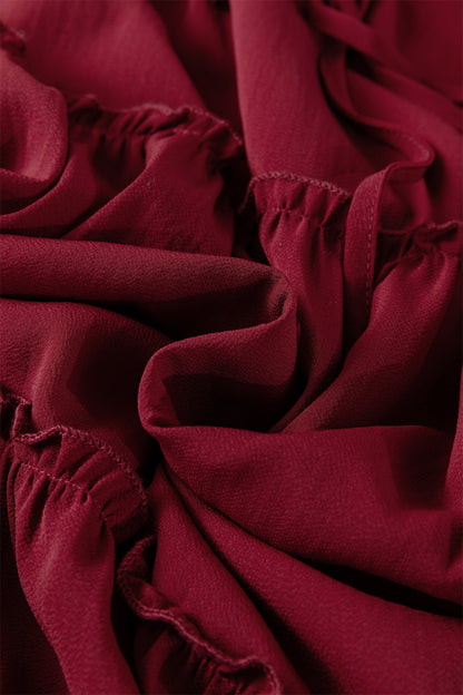 Solid Frilled Tiered Drawstring Waist Maxi Skirt