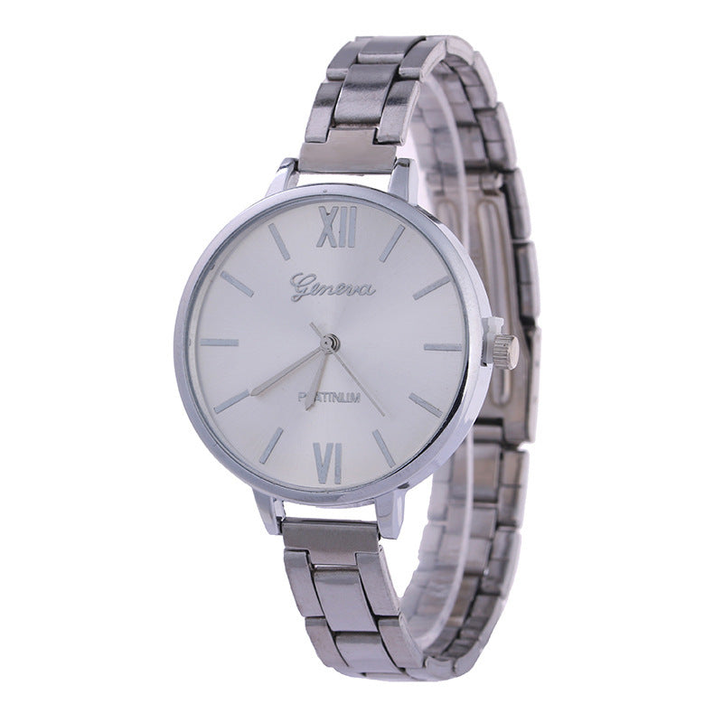 Geneva Large Dial Slim Band Quartz Watch