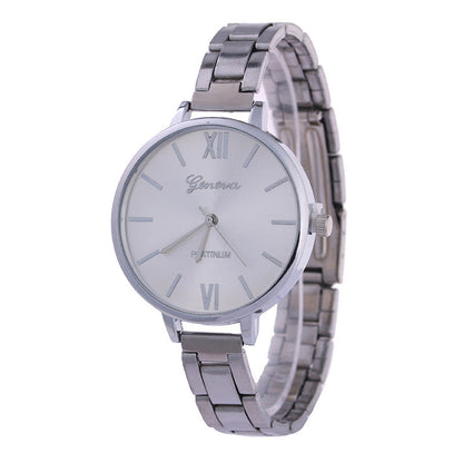 Geneva Large Dial Slim Band Quartz Watch