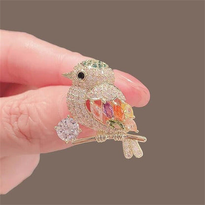 Full Diamond Animal Magpie Bird Brooch
