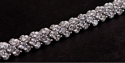 White Gold Plated Multi-Diamond Bracelet